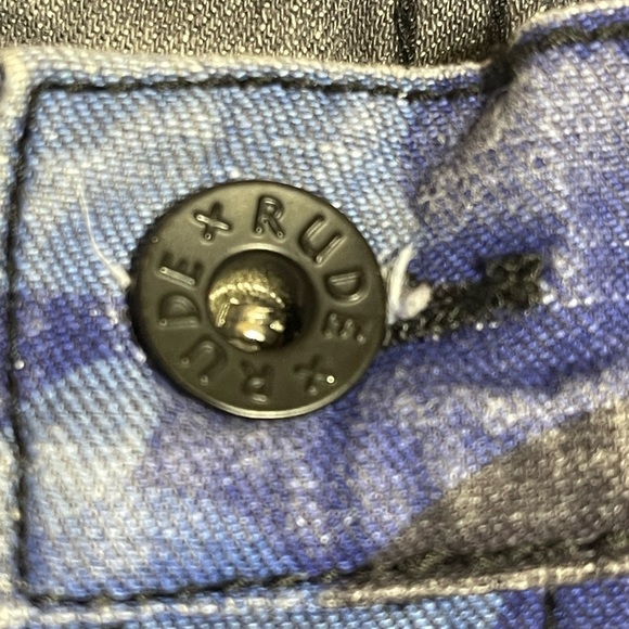 HOT TOPIC RUDE MENS BLUE CAMOUFLAGE SKINNY JEANS 28x32 EUC - Picture 7 of 9